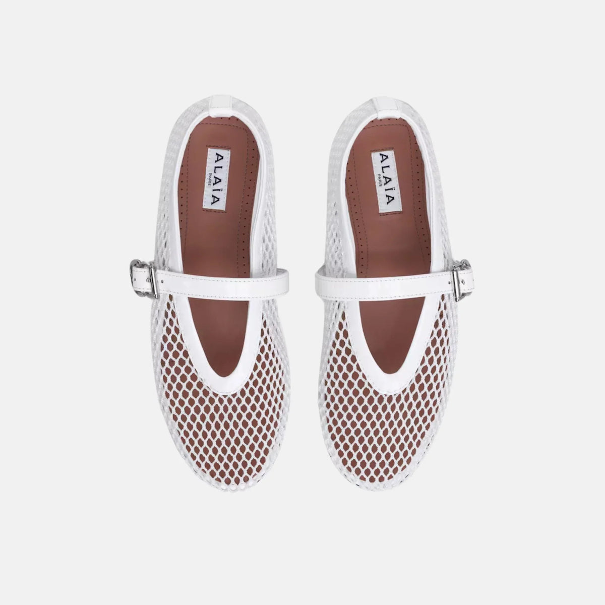 ALAÏ WHITE FISHNET BALLET FLATS