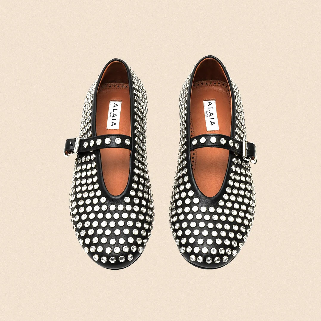 ALAÏ BLACK STUDS BALLET FLATS