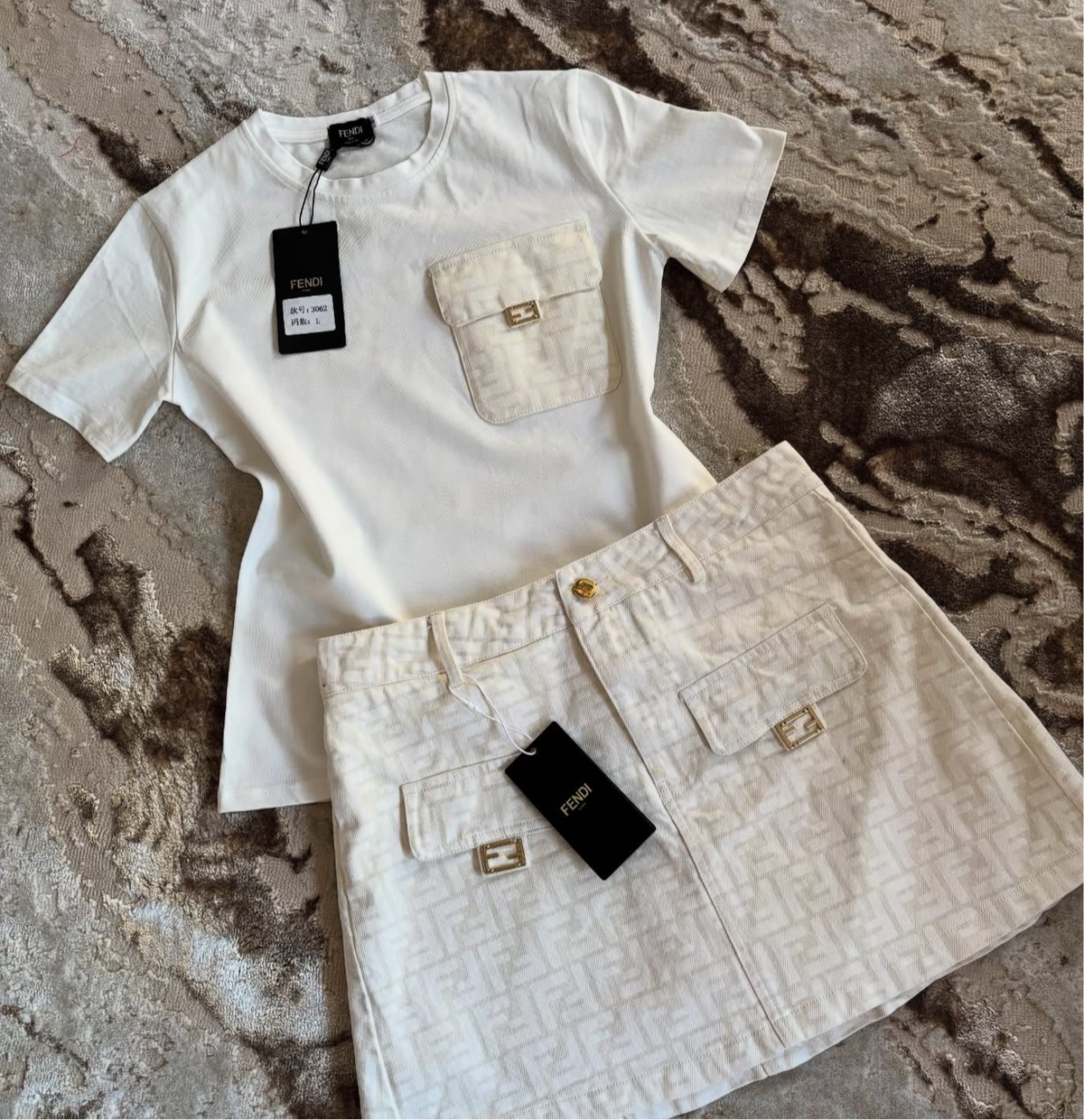white skirt set