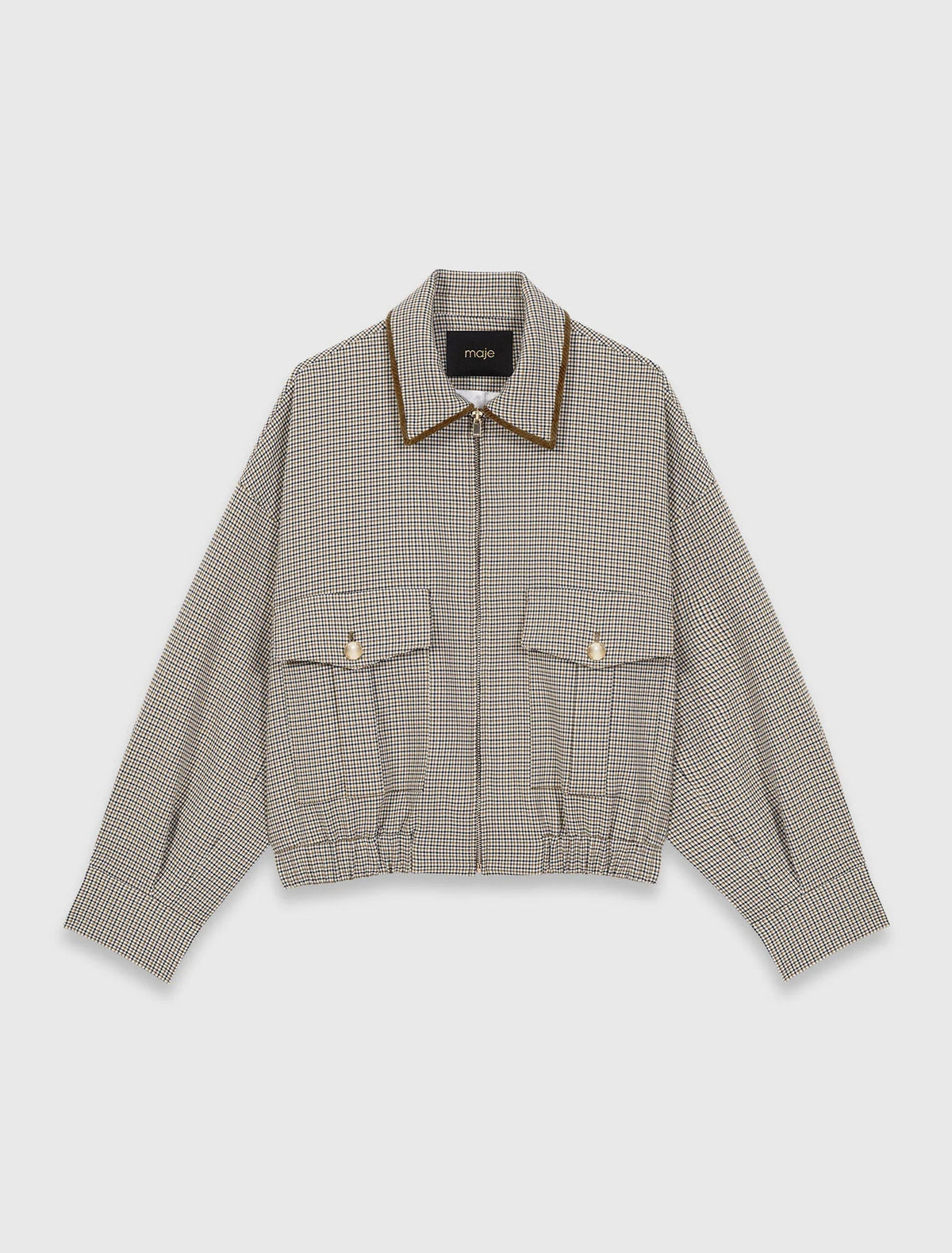 MAJE CHECKERED BOMBER