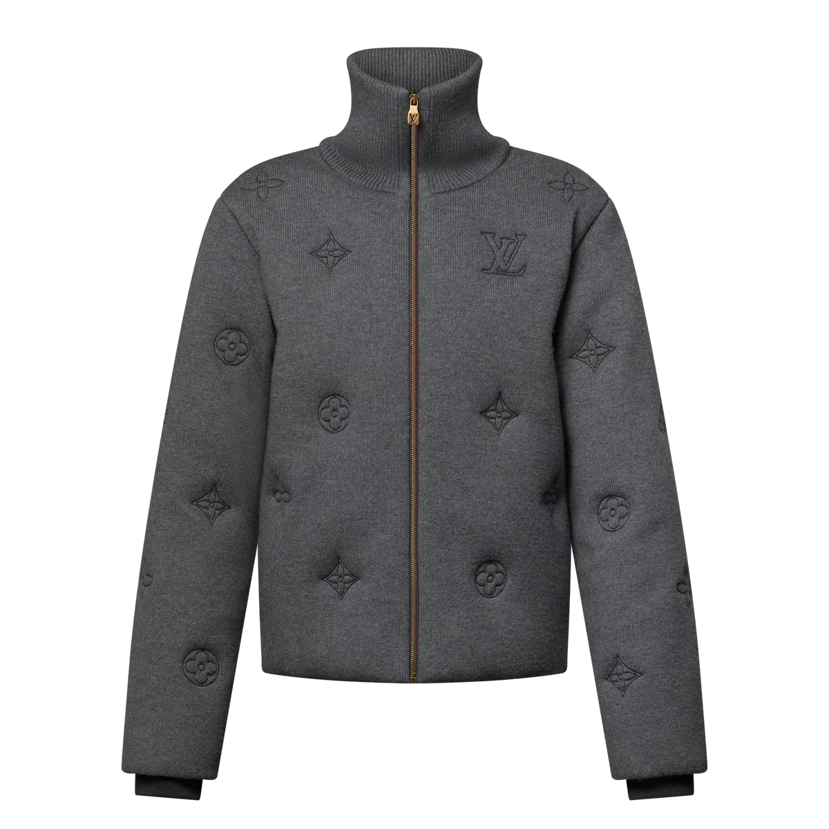 DARK GREY MONOGRAM KNITTED COAT