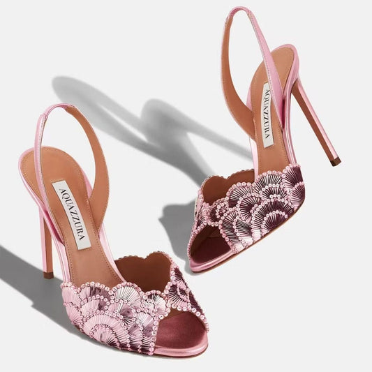 AQUA STRAP HEELS PINK