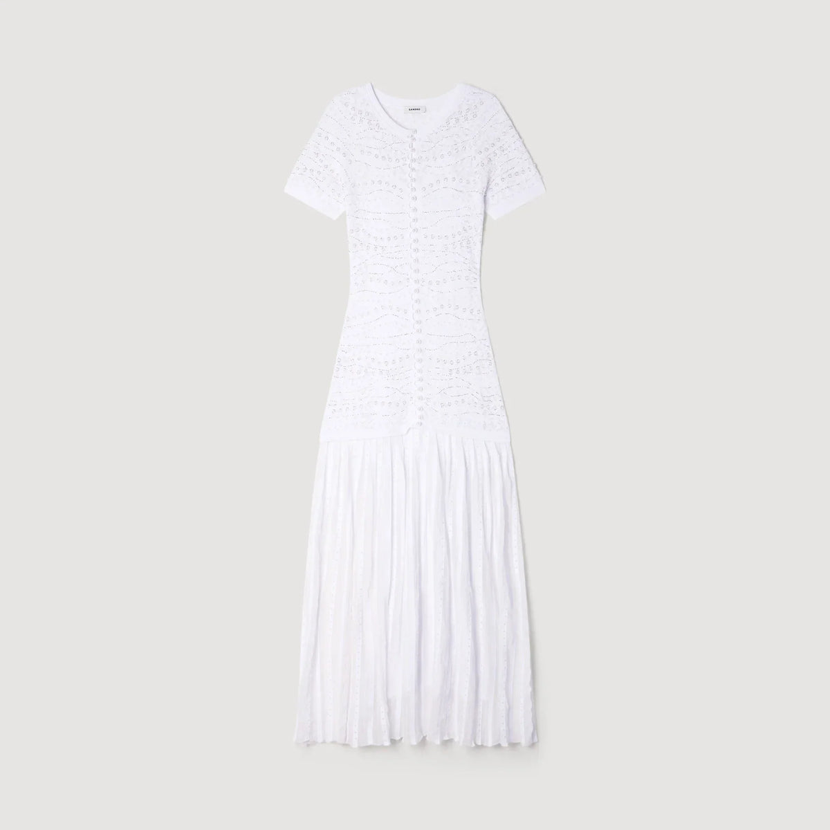 SANDRA BEADED KNIT MAXI DRESS WHITE