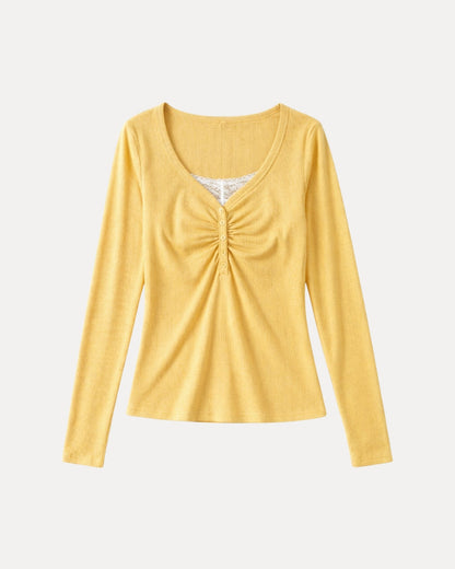 Ruched Henley Top