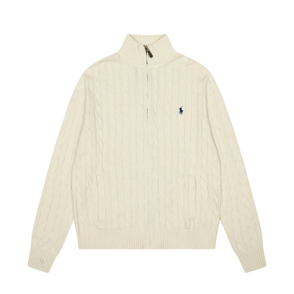 Classic Front Zip Cotton Sweater