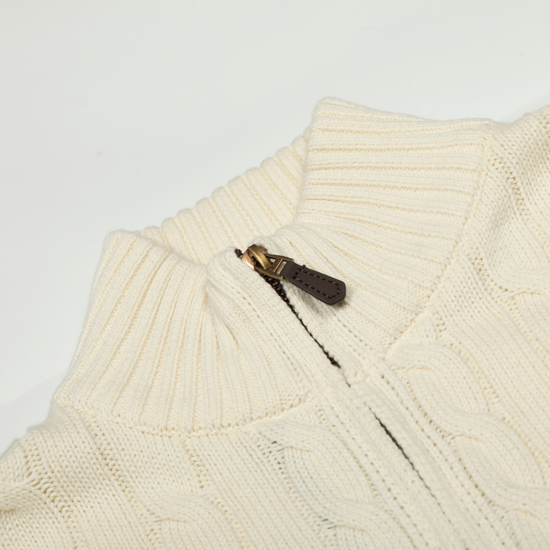 Classic Front Zip Cotton Sweater