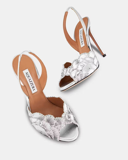 AQUA STRAP HEELS SILVER