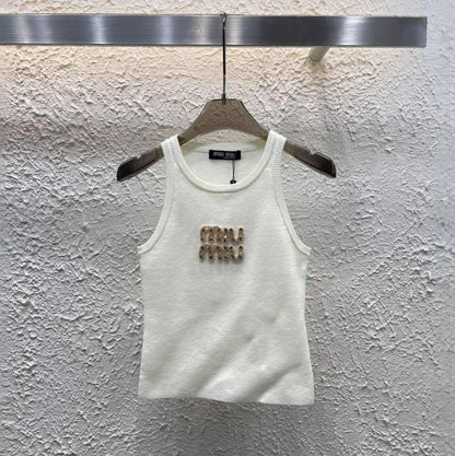 MIUE GOLDEN LETTERS TANK TOP