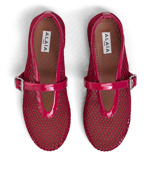 ALAÏ FRAMBOISE FISHNET BALLET FLATS