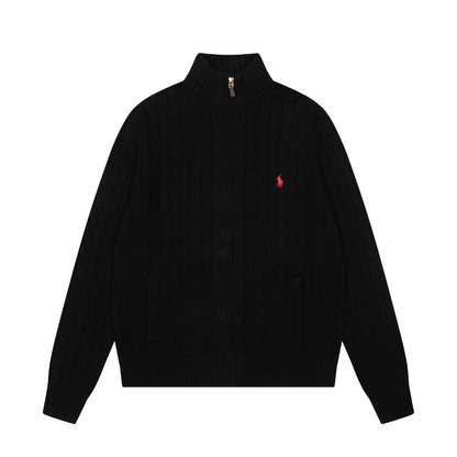Classic Front Zip Cotton Sweater