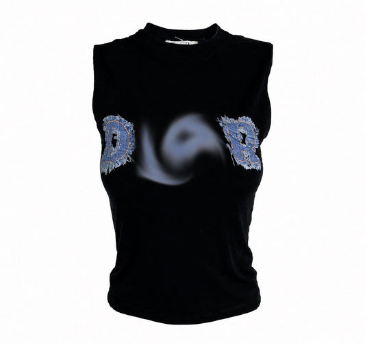 DENIM LETTER TOP