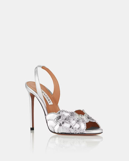 AQUA STRAP HEELS SILVER