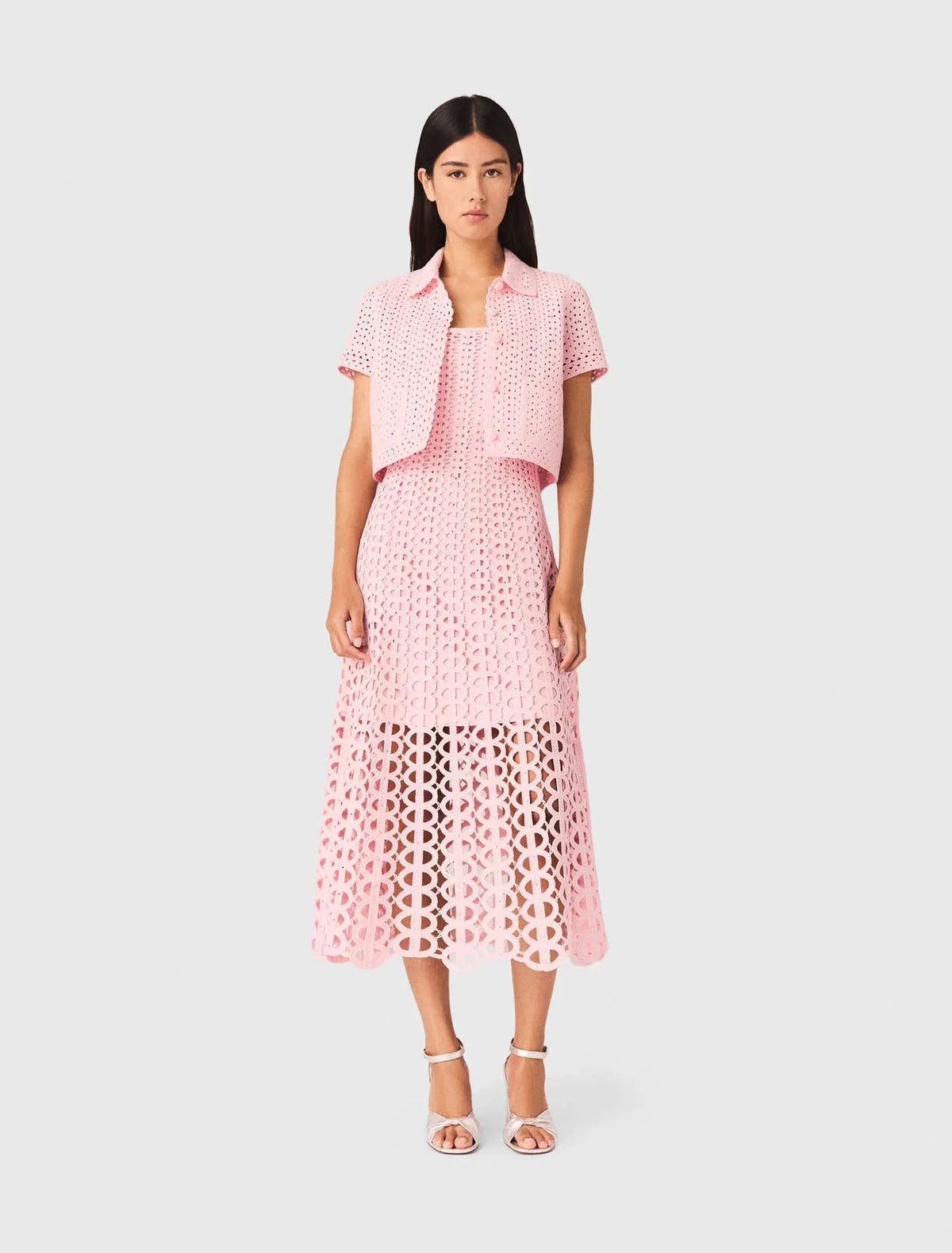 MAJE DRESS SET CROCHET PINK