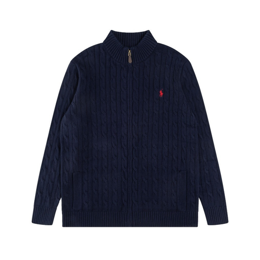 Casual Front Zip Cotton Pullover