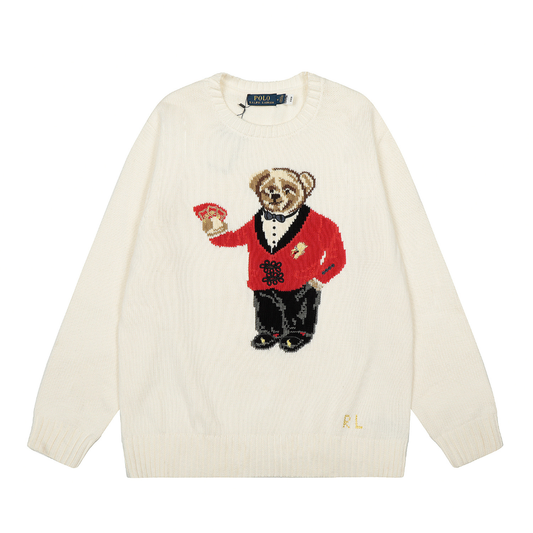 Classic Bear Print Cotton Sweater