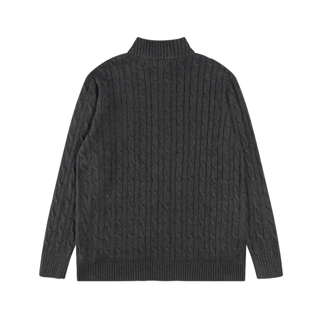 Casual Front Zip Cotton Pullover