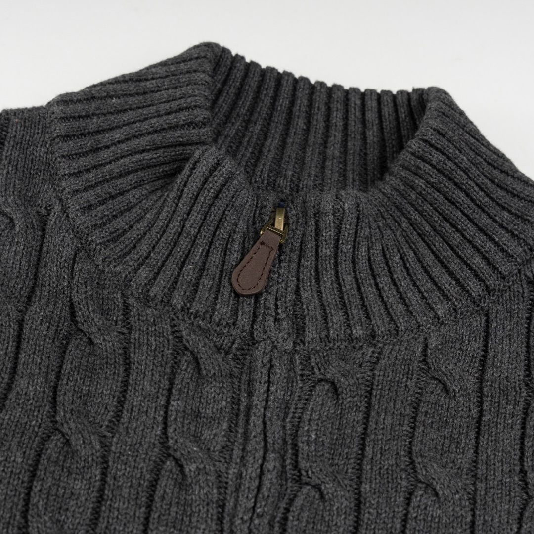 Casual Front Zip Cotton Pullover