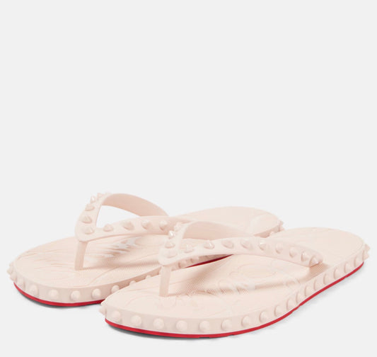 RED BOTTOM FLIP FLOPS ROSE