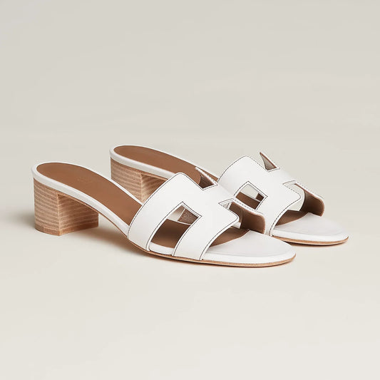 H OASIS HEELED SANDALS WHITE