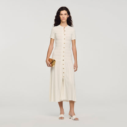 SANDRA LONG KNITTED WHITE DRESS