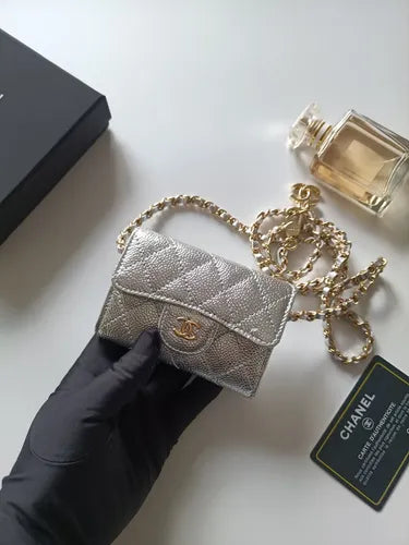 NELLY MINI BAG SILVER WITH GOLD CHAIN