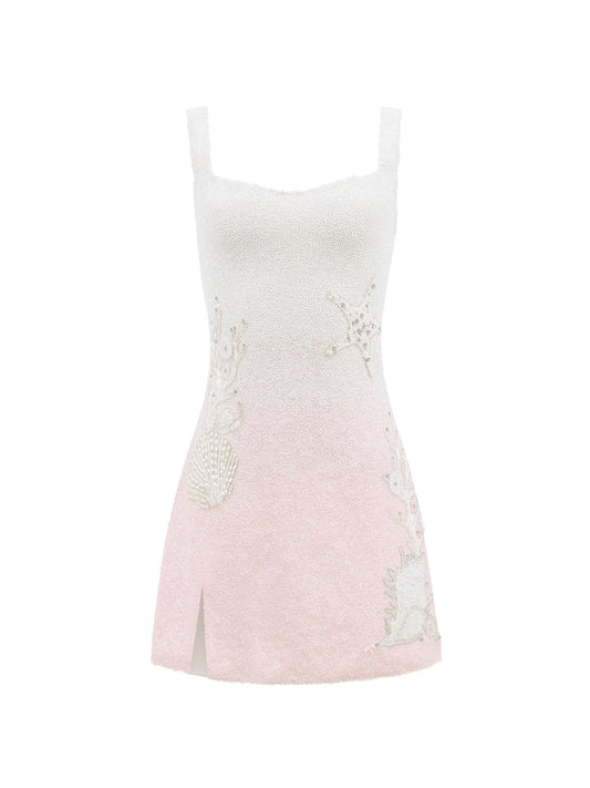 WHITE PINK BEACH DRESS