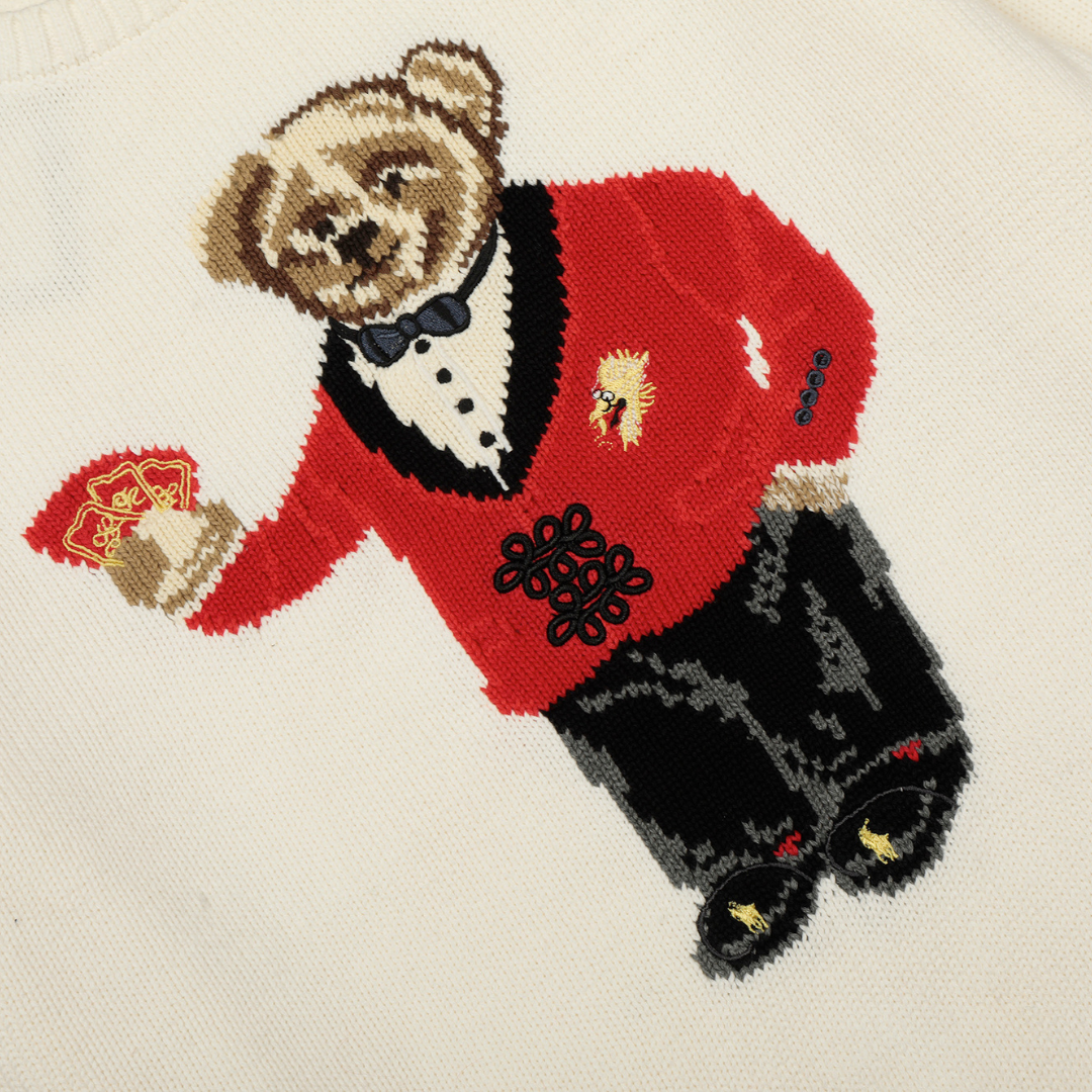 Classic Bear Print Cotton Sweater