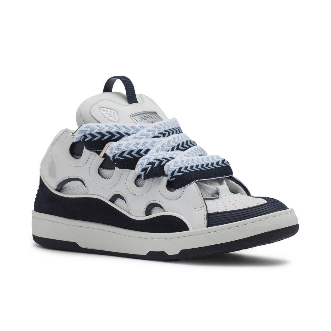 Curb White Black Blue Sneakers