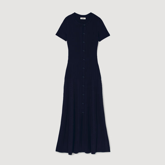 SANDRA LONG KNITTED MARINE DRESS
