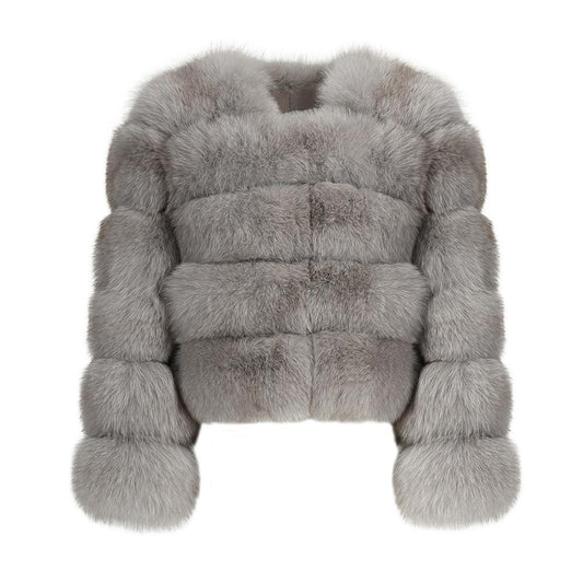BUBBLE CROPPED COAT GREY