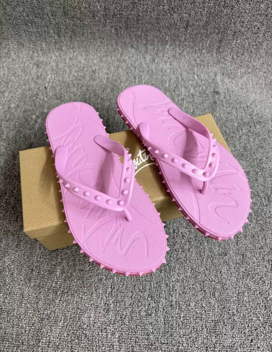 RED BOTTOM FLIP FLOPS PINK