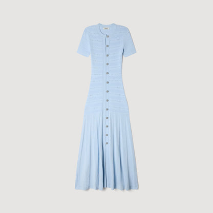SANDRA LONG KNITTED DRESS BLUE
