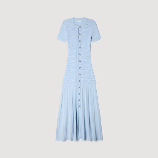 SANDRA LONG KNITTED DRESS BLUE