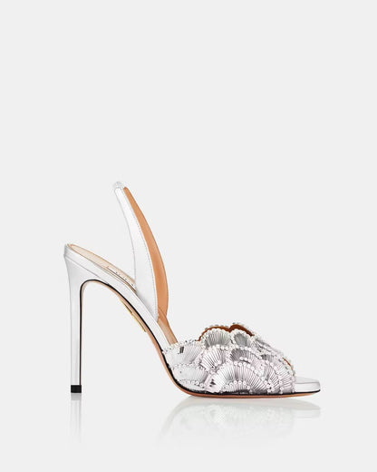 AQUA STRAP HEELS SILVER
