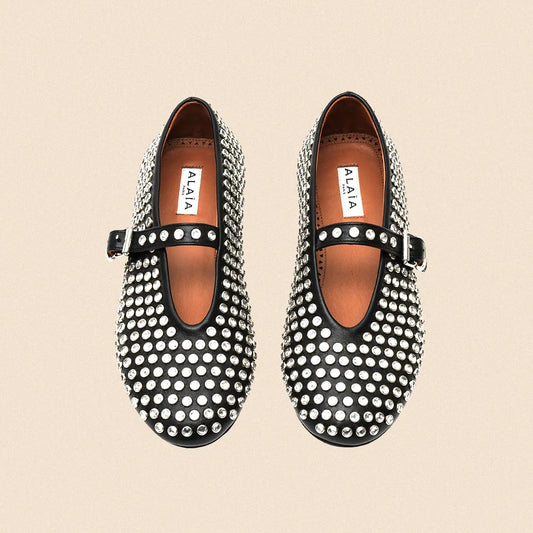ALAÏ BLACK STUDS BALLET FLATS