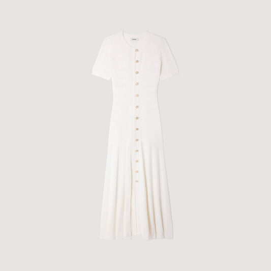 SANDRA LONG KNITTED WHITE DRESS