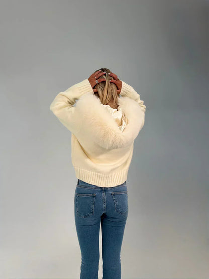FUR ZIP JACKET WHITE
