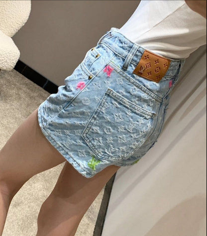MONOGRAM DENIM SHORTS