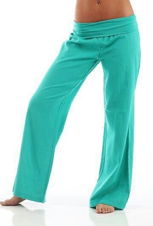 TURQUOISE FOLDOVER TROUSERS