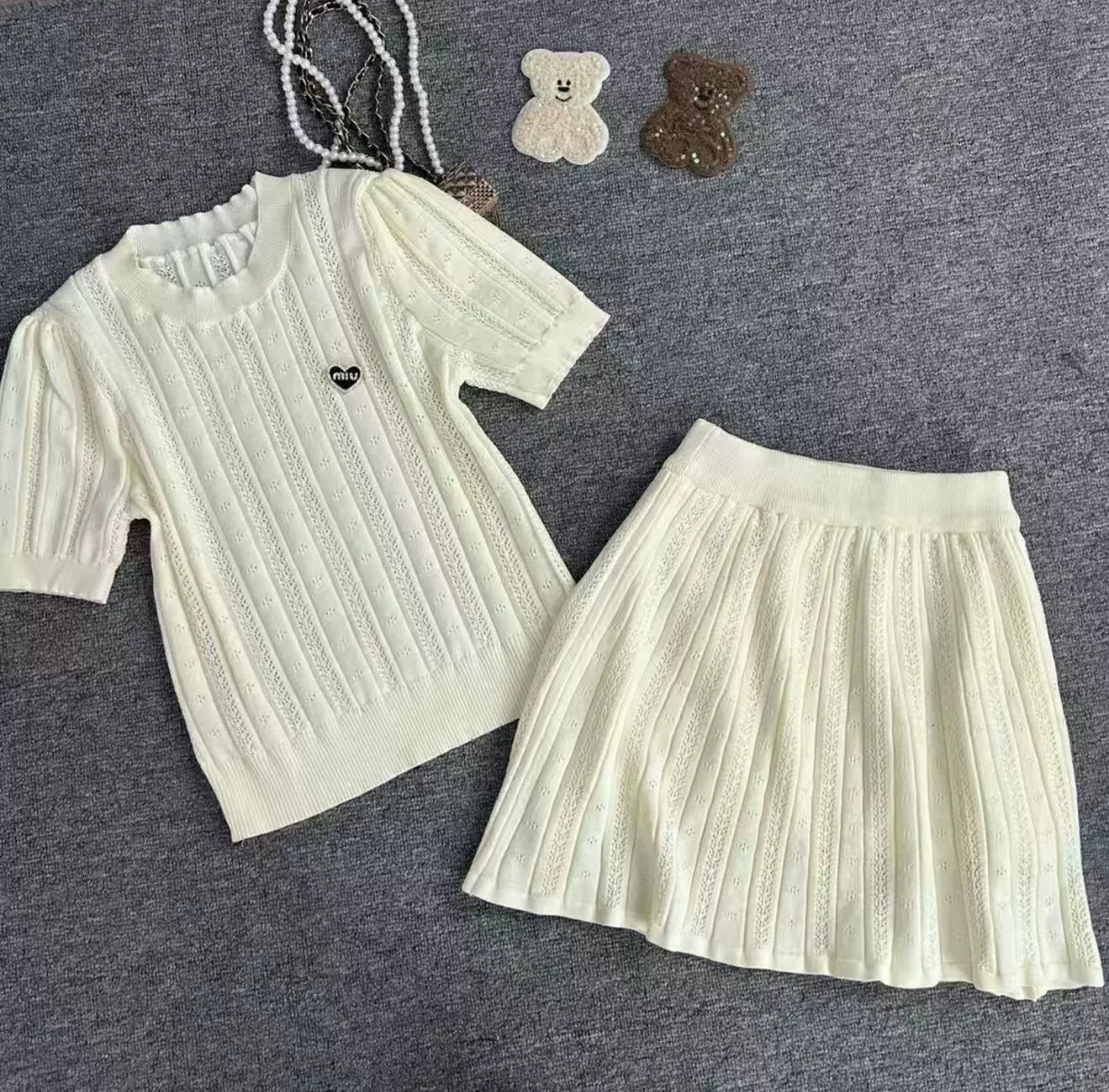 MIUE HEART SKIRT SET