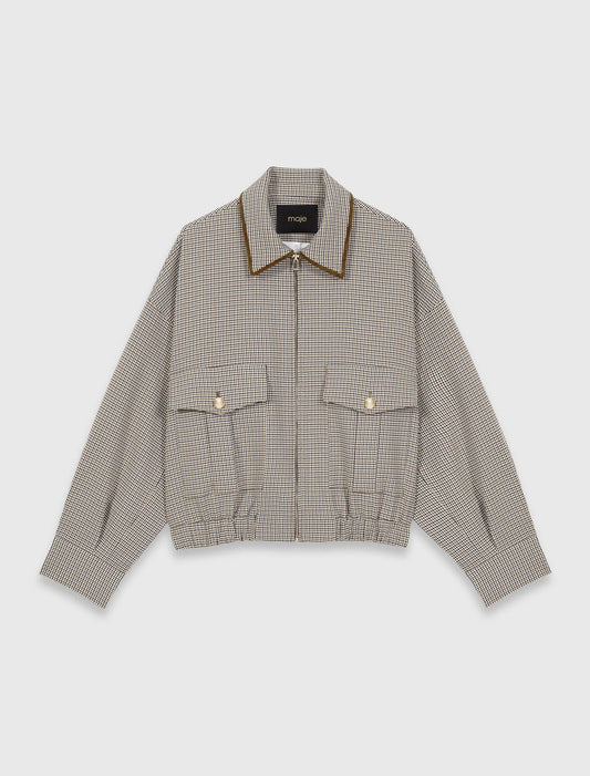 MAJE CHECKERED BOMBER