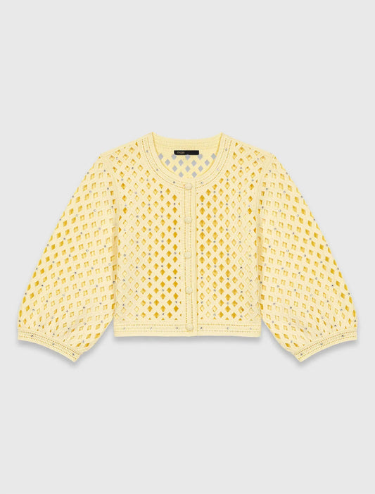 MAJE CROCHET CARDIGAN YELLOW