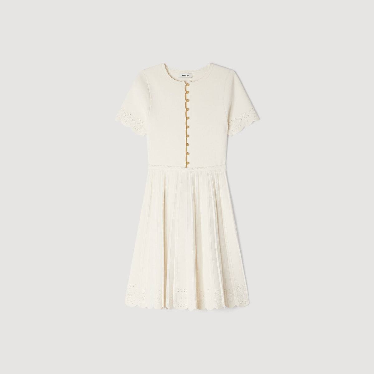 SANDRA SHORT POINTELLE KNIT DRESS