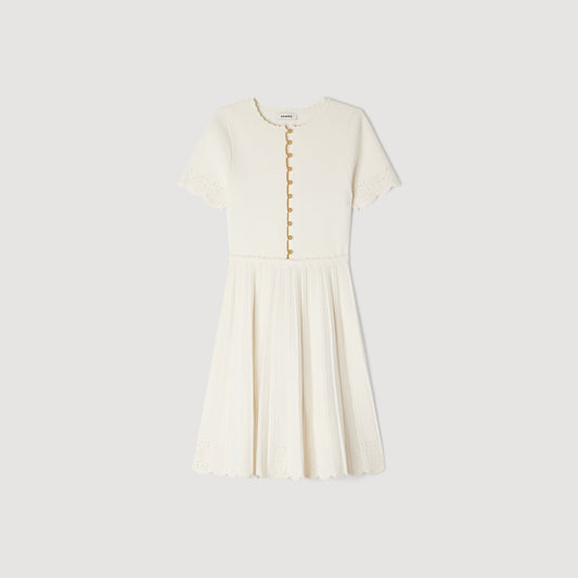 SANDRA SHORT POINTELLE KNIT DRESS