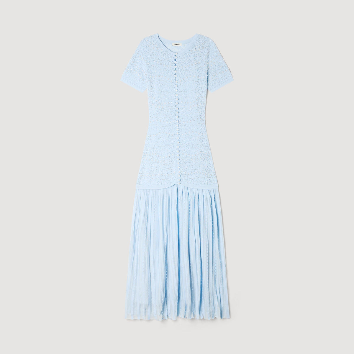 SANDRA BEADED KNIT MAXI DRESS BLUE
