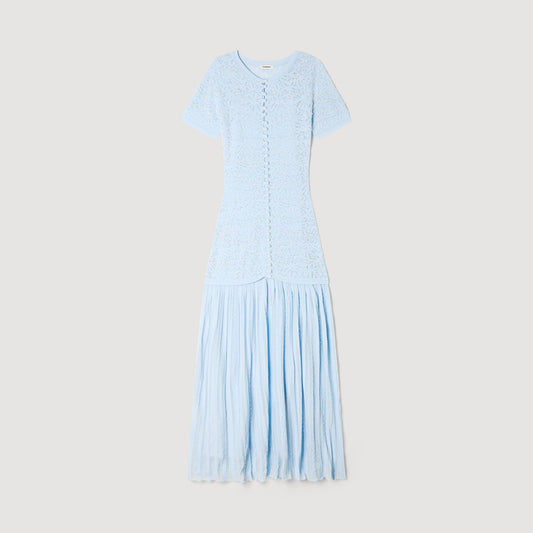 SANDRA BEADED KNIT MAXI DRESS BLUE