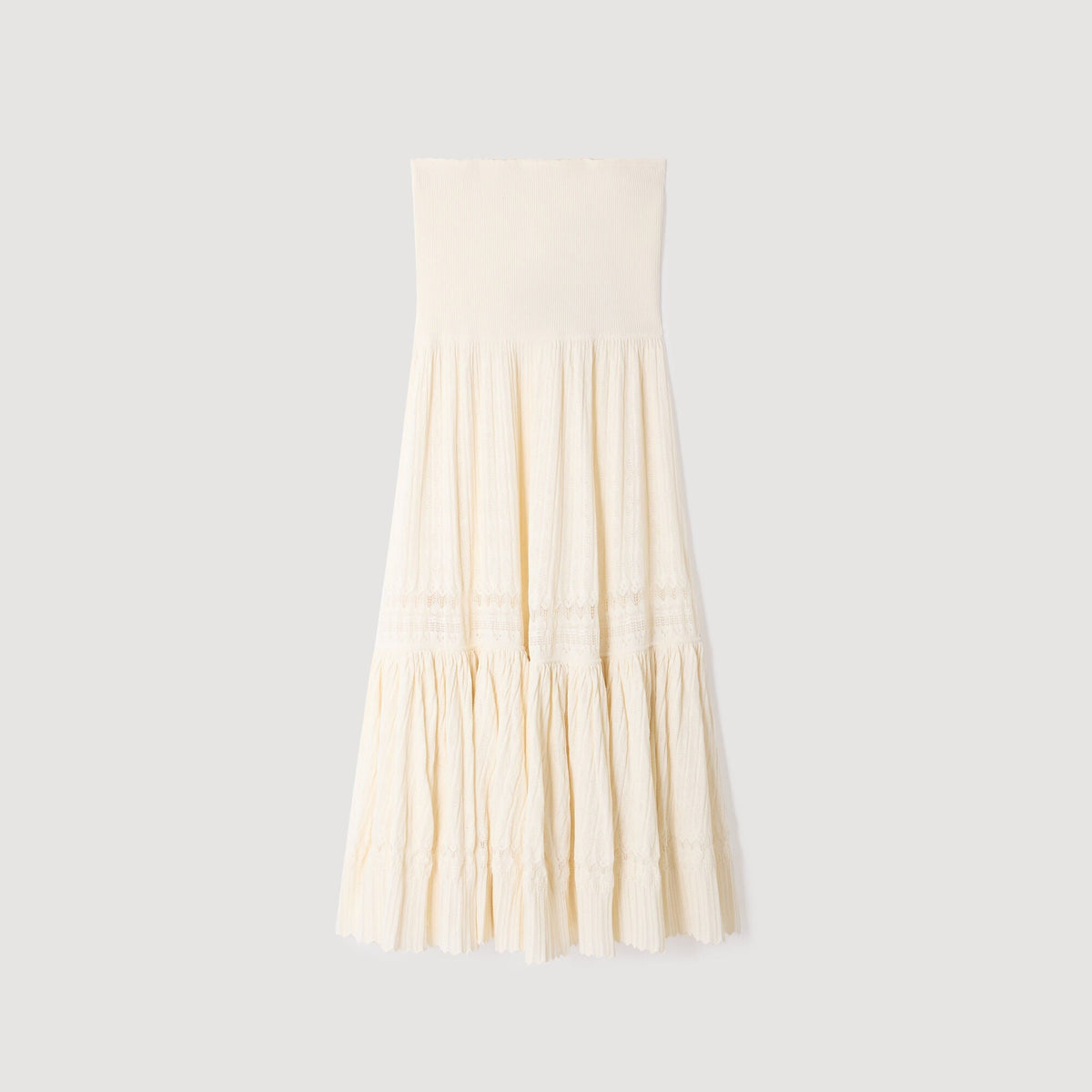 SANDRA LONG KNIT SKIRT WHITE