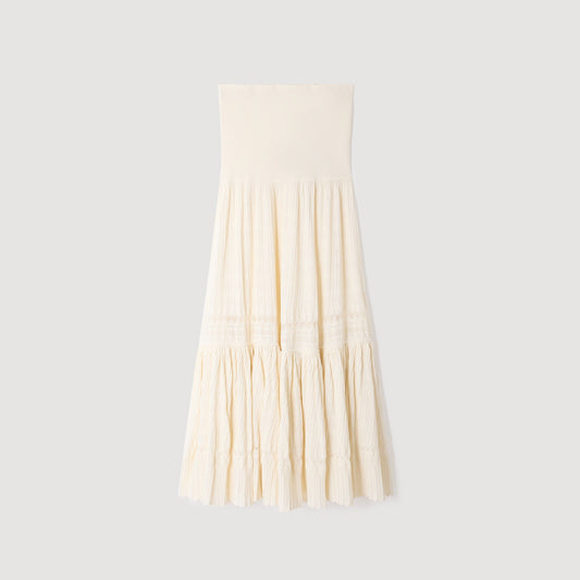 SANDRA LONG KNIT SKIRT WHITE