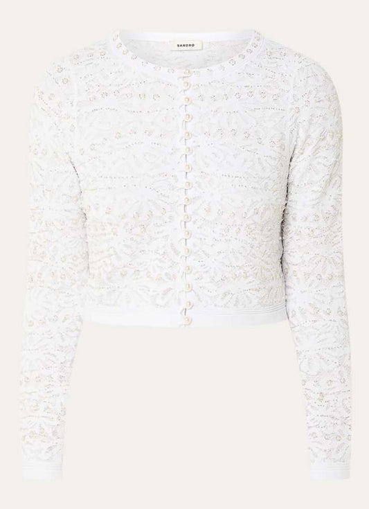 SANDRA FLORAL EMBELLISHED KNIT CARDIGAN