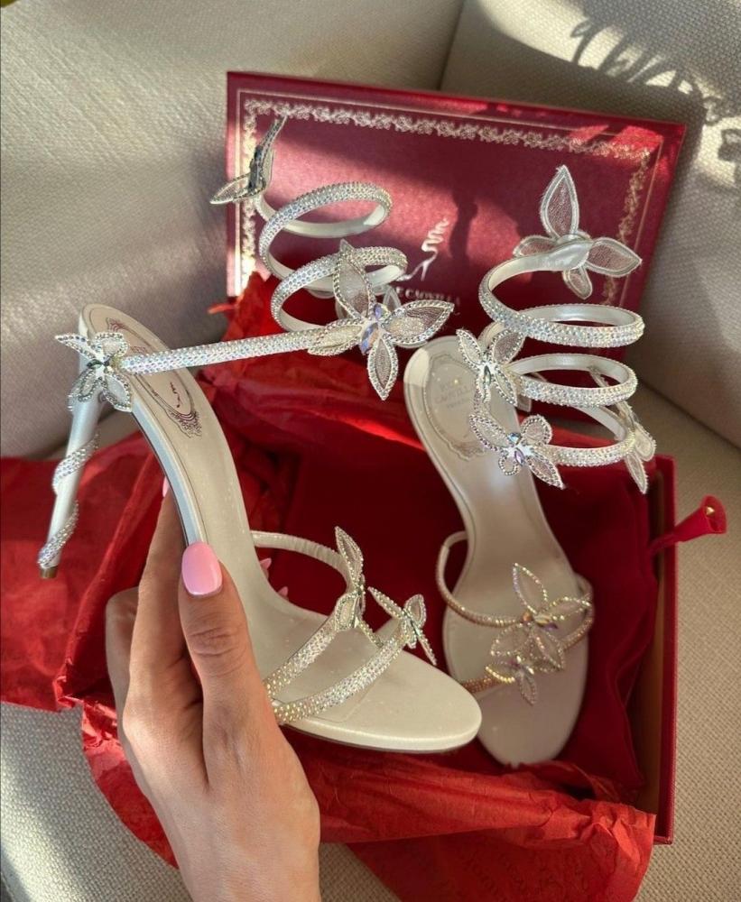 RENE C BUTTERFLY HEELS WHITE